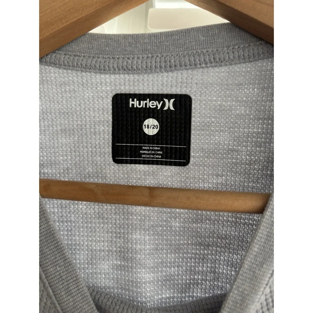 Hurley Boy's Youth Xl (18/20) Waffle Knit Long Sleeve Thermal T Shirt Blue/Gray